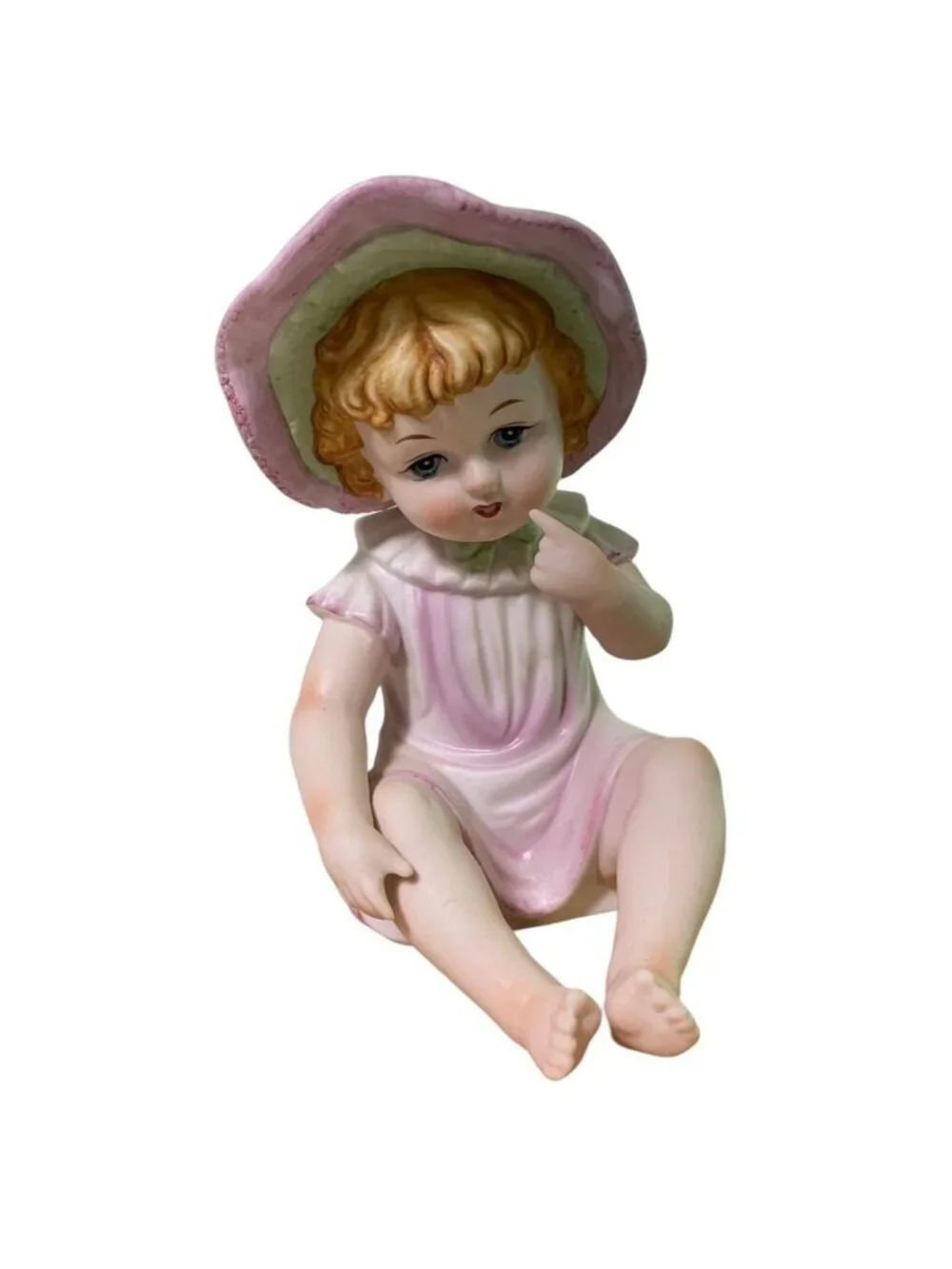 Vintage KPM Porcelain Baby Girl Toddler in Hat Figurine 7